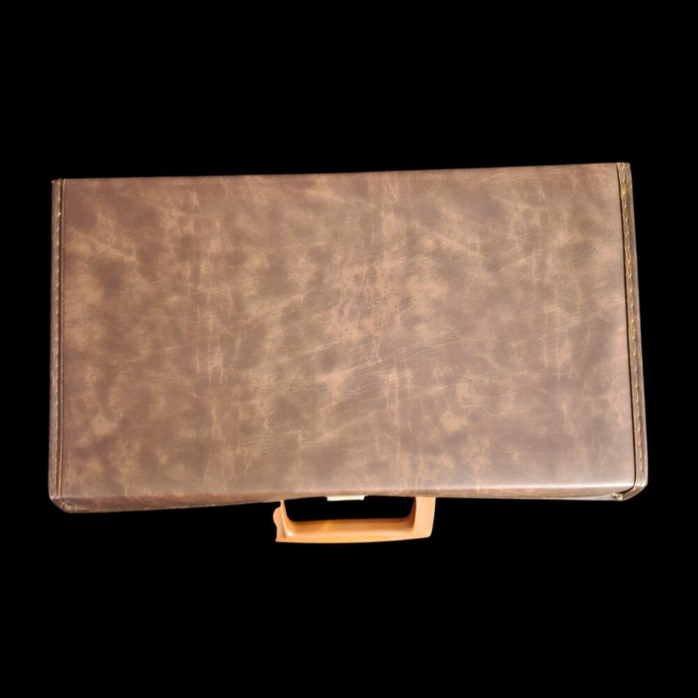 Vintage 24 Cassette Tape Storage Carry Case Brown Faux Leather USA Made
